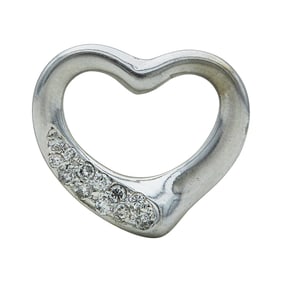 Tiffany & Co. Elsa Peretti Open Heart Sterling Silver  Diamond Pendant