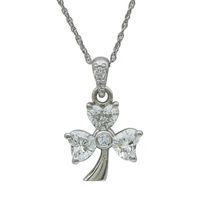 14K White Gold Diamond Clover Pendant