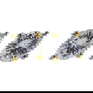 18K Yellow Gold Diamond approx. 1.36 ctw Stud Earrings: METAL: 18K Yellow Gold; SHAPE: RBC; APPROXIMATE TOTAL DIAMOND WEIGHT: 1.36 ctw; APPROXIMATE DIAMOND COLOR(S): E to F; APPROXIMATE DIAMOND CLARITY: SI1 - I1; TESTED: 18K Yellow Gold; CONDITION: Pre-own