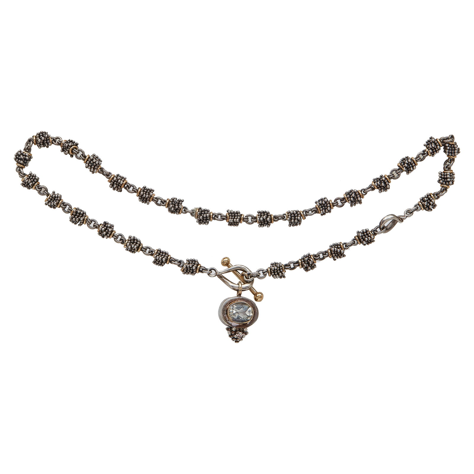 Michael Dawkins Sterling Silver and 14K Yellow Gold Topaz Pendant Toggle Necklace (1 of 4)