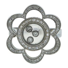 Chopard 14K White Gold Floating Diamond Flower Ring
