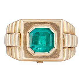 18K Yellow Gold Emerald Rolex Ring