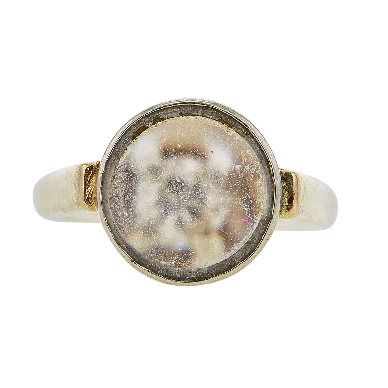 14K Yellow Gold Diamond and Quartz Magnifier Ring