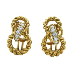 Tiffany & Co. 18K Yellow Gold Diamond Rope Knot Earrings