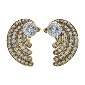 18K Yellow and White Gold Diamond Comet Earrings