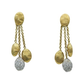 Marco Bicego Brushed 18K Yellow Gold Diamond Triple Drop Earrings