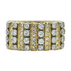 14K Yellow Gold and Platinum Diamond Wide Band Ring