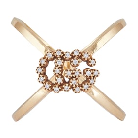 Gucci 18K Yellow Gold Diamond Running GG Ring