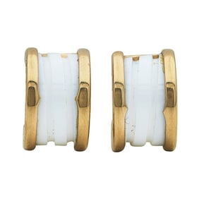 Bvlgari Bulgari B.zero1 18K Rose Gold and White Ceramic Huggie Hoop Earrings