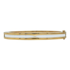 Bvlgari Bulgari B.zero1 18K Rose Gold and White Ceramic Hinged Bangle Bracelet