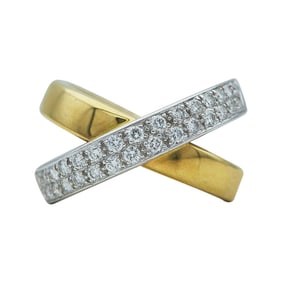 18K White and Yellow Gold Diamond X Band Ring