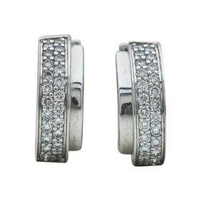 Piaget Possession 18K White Gold Diamond Huggie Hoop Earrings