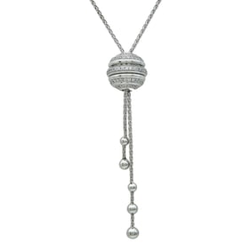 Piaget Possession 18K White Gold Diamond Lariat Slide Pendant Necklace