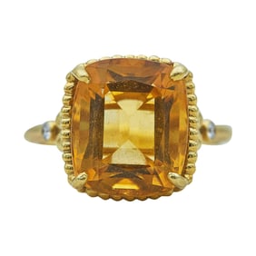 Tiffany & Co. 18K Yellow Gold Citrine and Diamond Ring