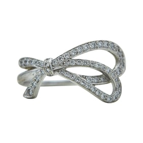 Tiffany & Co. 18K White Gold Diamond Bow Ring