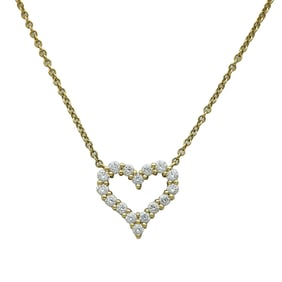 Tiffany & Co. 18K Yellow Gold Diamond Heart Pendant Necklace