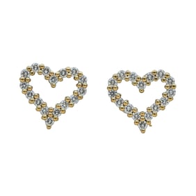 Tiffany & Co. 18K Rose Gold Diamond Open Heart Stud Earrings