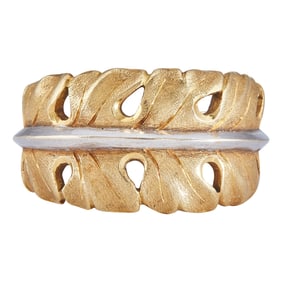 Buccellati 18K White and Yellow Gold Leaf Open Band Ring