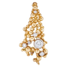 Gilbert Albert 18K Yellow and White Gold Diamond Organic Bubble Pendant