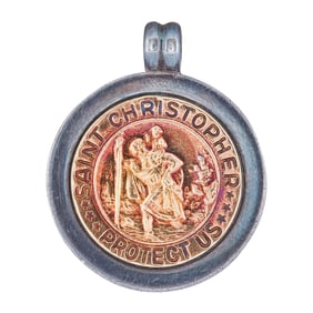 Tiffany & Co. Sterling Silver and 18K Rose Gold St. Christopher Pendant Charm