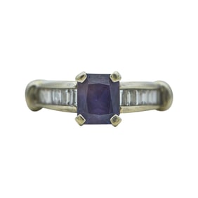 14K Yellow Gold Color Change Sapphire and Diamond Ring