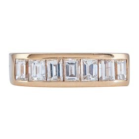 18K Yellow Gold Channel-Set Diamond Square Band Ring
