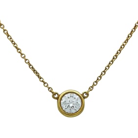 Tiffany & Co. Elsa Peretti 18K Yellow Gold Bezel-Set 1/2 carat Diamond Pendant Necklace