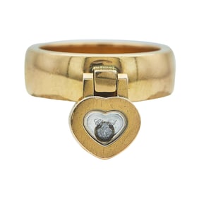 Chopard Happy Diamonds 18K Rose Gold  Floating Diamond Heart Drop Ring