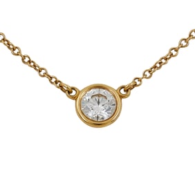 Tiffany & Co. Elsa Peretti 18K Yellow Gold Bezel-Set 0.33 carat Diamond Necklace