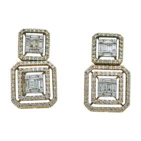 18K Rose Gold Diamond Illusion Drop Earrings