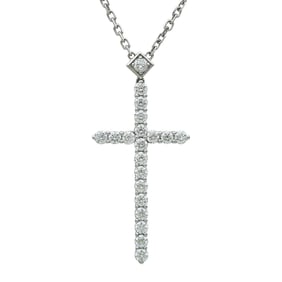 Cartier 18K White Gold Diamond Cross Pendant Necklace