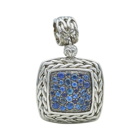 John Hardy Sterling Silver Mixed-Cut Sapphire Square Pendant