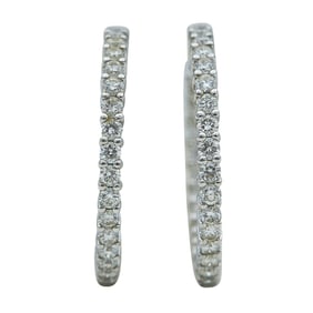 18K White Gold Diamond Inside Out Hoop Earrings