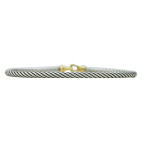 David Yurman Cable 18K Yellow Gold and Sterling Silver Flexible Bangle Bracelet
