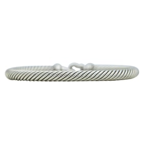 David Yurman Cable Sterling Silver Diamond Flexible Bangle Bracelet