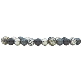 David Yurman Sterling Silver Black Onyx and Hematite Beaded Bracelet