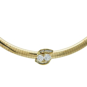 14K Yellow Gold Diamond approx. 1.72 ctw Slide Pendant on Omega Necklace