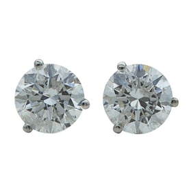 14K White Gold Diamond 2.09 ctw 3 Prong Martini Stud Earrings