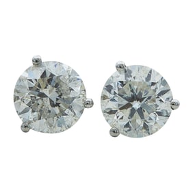 14K White Gold Diamond 3.02 ctw 3 Prong Martini Stud Earrings