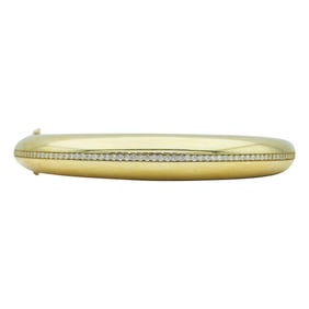 18K Yellow Gold Diamond Domed Hinged Bangle Bracelet