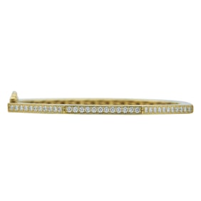 18K Yellow Gold Diamond Geometric Hinged Bangle Bracelet