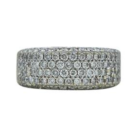 14K White Gold Pavé-Set Diamond Multi Row Band Ring