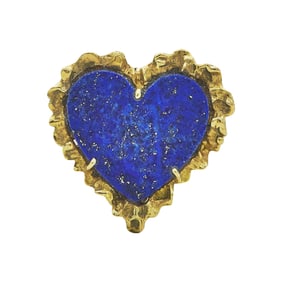 Cartier 18K Yellow Gold Heart-Shaped Lapis Lazuli Brooch Pendant