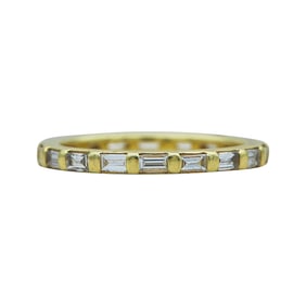 18K Yellow Gold Bar-Set Baguette-Cut Diamond Eternity  Band Ring