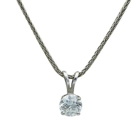 14K White Gold 1/2 carat Diamond Solitaire Pendant Necklace