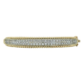 14K Yellow Gold Diamond Hinged Bangle Bracelet