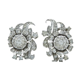 Platinum Diamond Floral Earrings