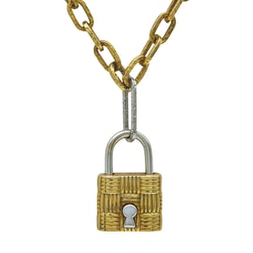 Roberto Coin 18K Yellow and White Gold Padlock Pendant Link Chain Necklace