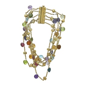 Marco Bicego Paradise 18K Yellow Gold Multi Gem-Set 5 Row Bracelet