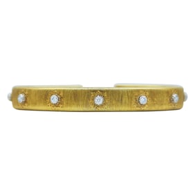 Buccellati 18K Yellow Gold Diamond Hinged Cuff Bangle Bracelet